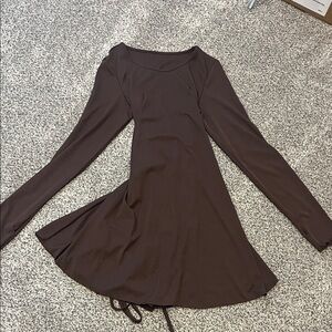 Elegant Brown Long Sleeve Dress